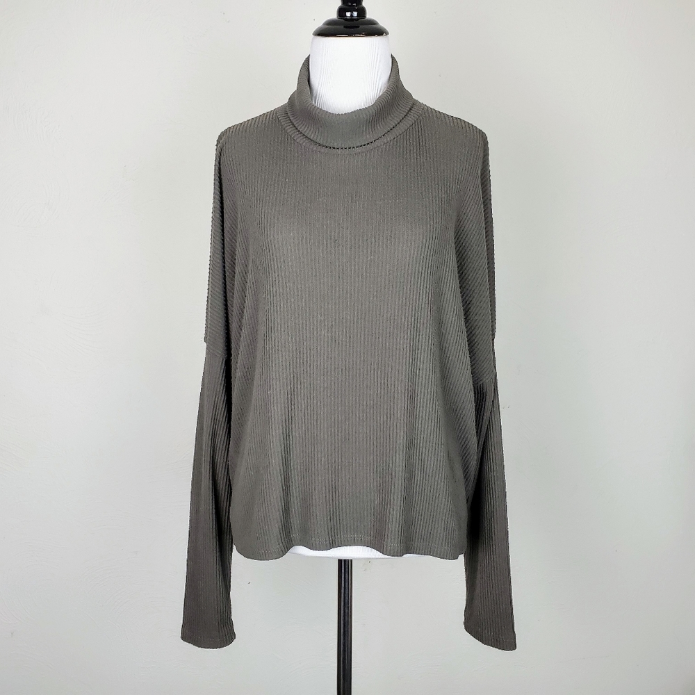 Project Social T Sweater Top PST Turtleneck Split Arm Spring Fall Neutral Boho